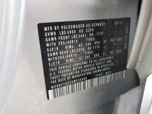 2016 VOLKSWAGEN TIGUAN S