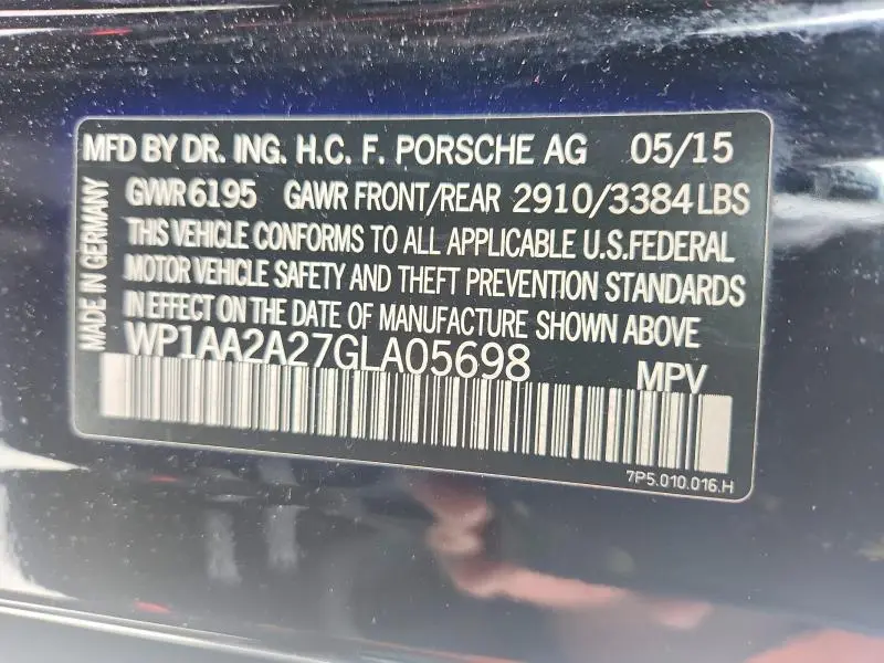 2016 PORSCHE CAYENNE   