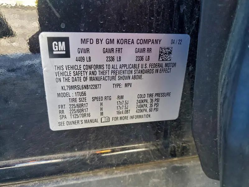 2022 CHEVROLET TRAILBLAZER LT  