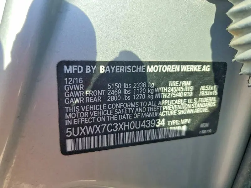 2017 BMW X3 XDRIVE35I  