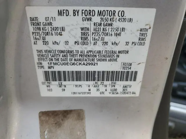 2012 FORD ESCAPE LIMITED  