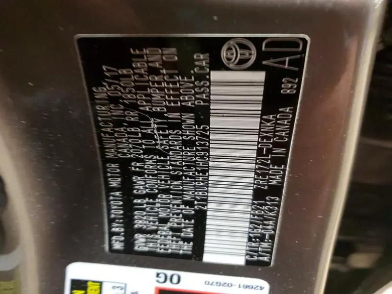 2017 TOYOTA COROLLA L  