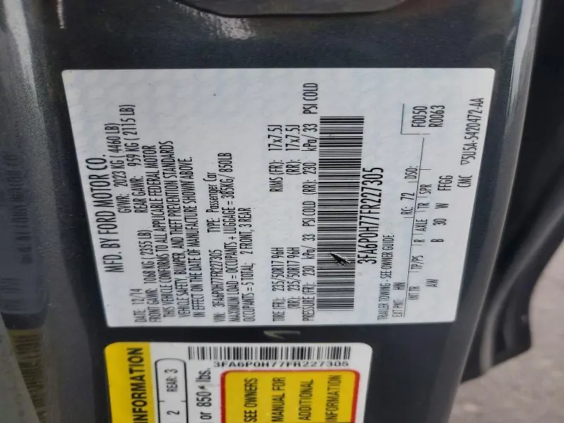 2015 FORD FUSION SE  