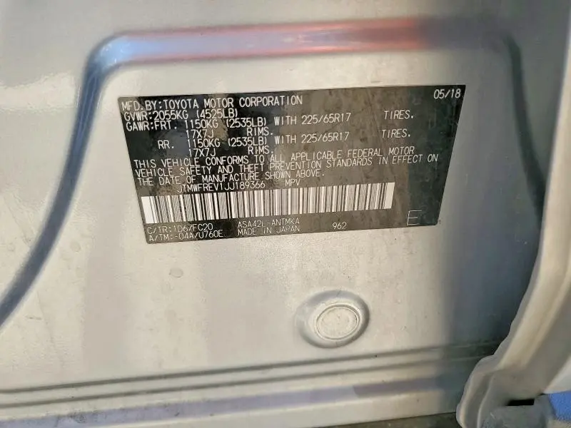 2018 TOYOTA RAV4 XLE  