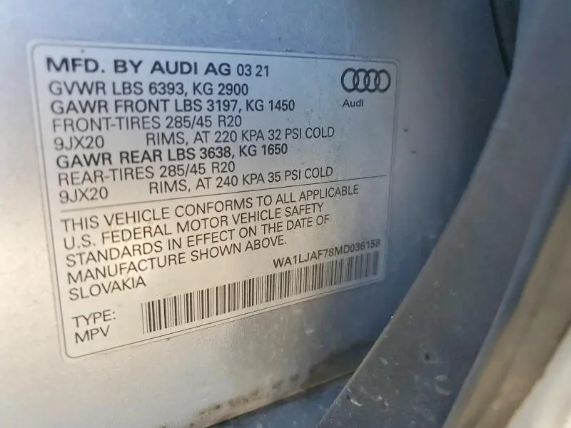 2021 AUDI Q7   