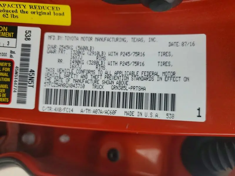 2016 TOYOTA TACOMA DOUBLE CAB  