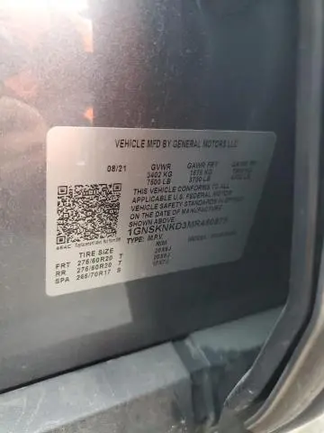 2021 CHEVROLET TAHOE K1500 LT  