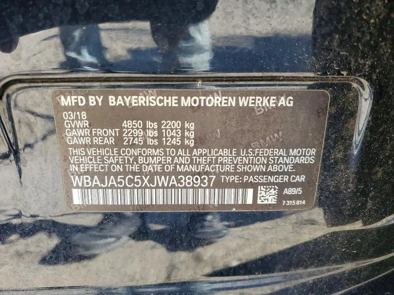 2018 BMW 530 I  
