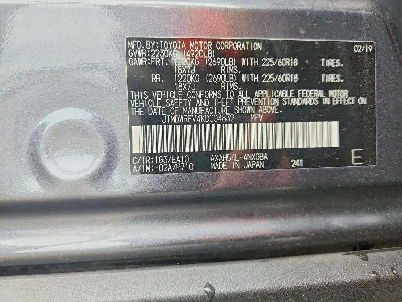 2019 TOYOTA RAV4 LIMITED  