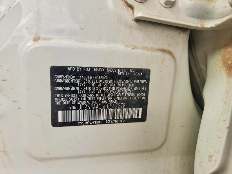 2015 SUBARU FORESTER 2.5I  