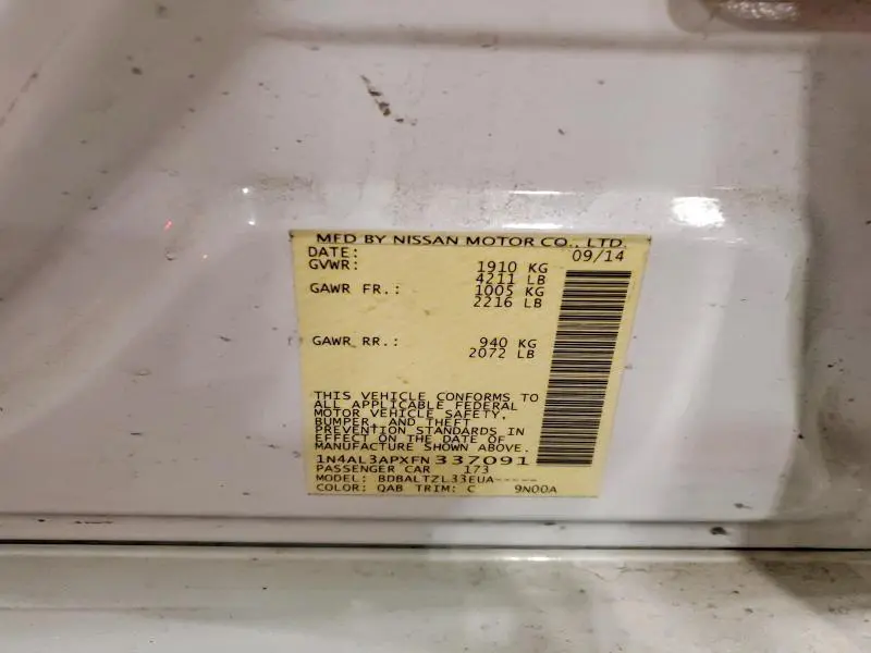 2015 NISSAN ALTIMA 2.5  