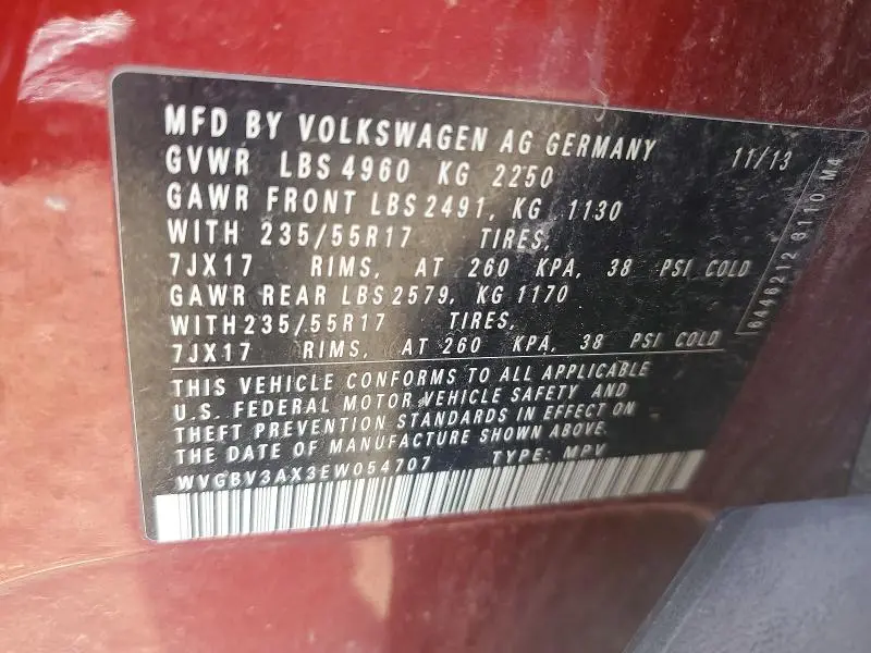 2014 VOLKSWAGEN TIGUAN S  