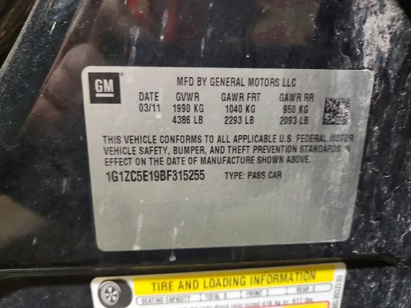 2011 CHEVROLET MALIBU 1LT  