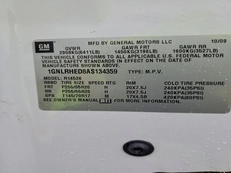 2010 CHEVROLET TRAVERSE LTZ  