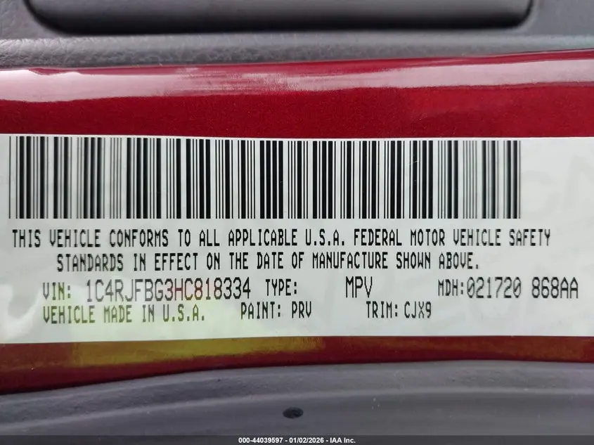 2017 JEEP GRAND CHEROKEE LIMITED 4X4