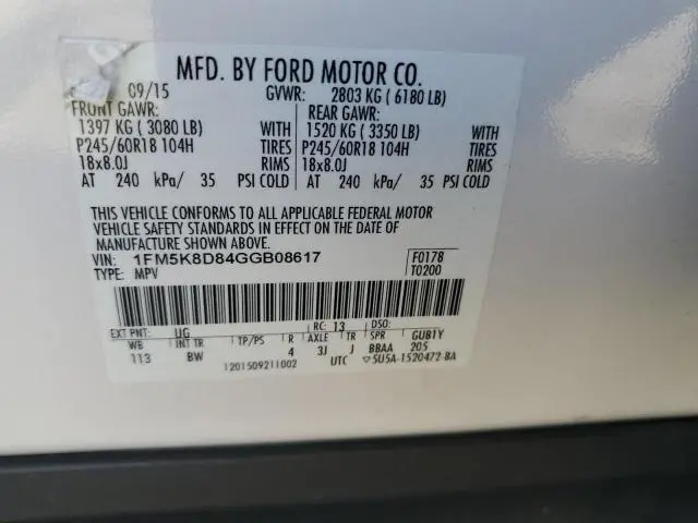 2016 FORD EXPLORER XLT  
