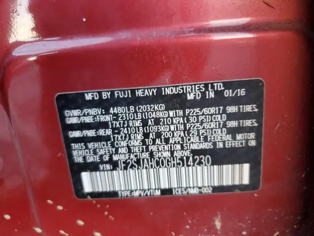 2016 SUBARU FORESTER 2.5I LIMITED  