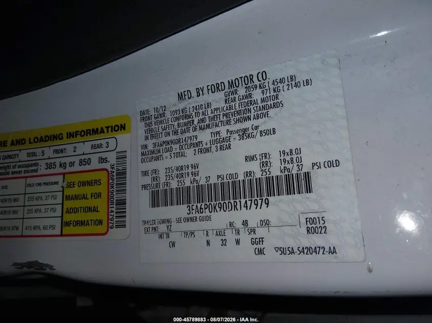 2013 FORD FUSION TITANIUM