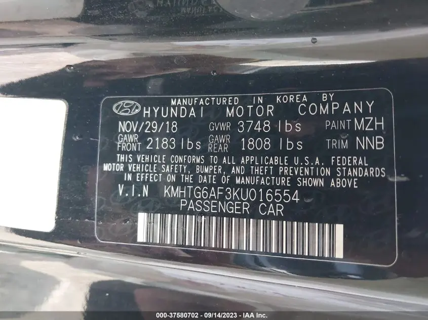 2019 HYUNDAI VELOSTER 2.0