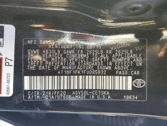 2015 TOYOTA CAMRY LE  