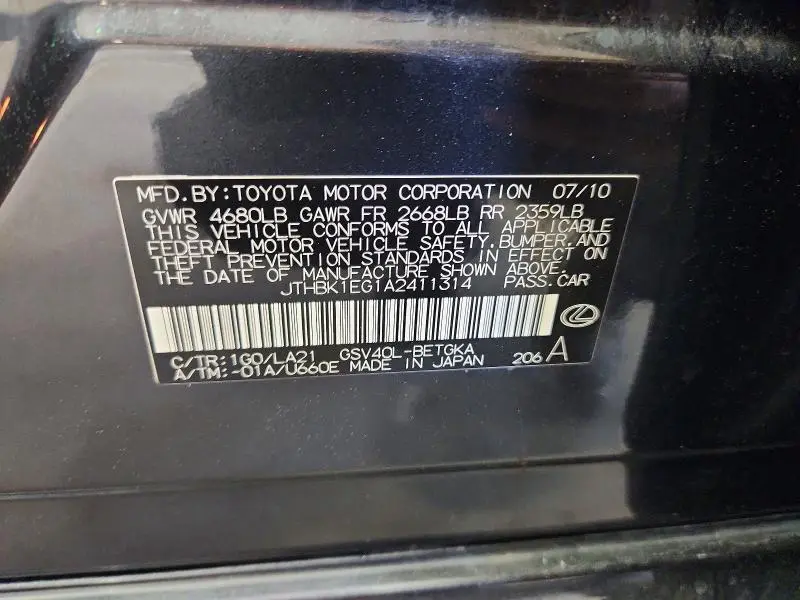 2010 LEXUS ES 350 BASE  