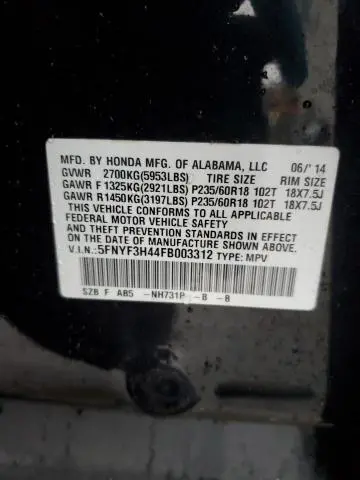 2015 HONDA PILOT EX