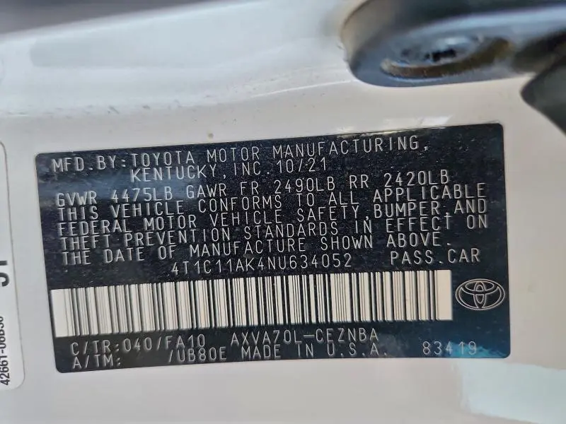 2022 TOYOTA CAMRY LE  