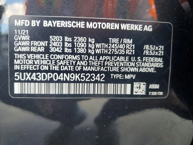 2022 BMW X3 SDRIVE30I  