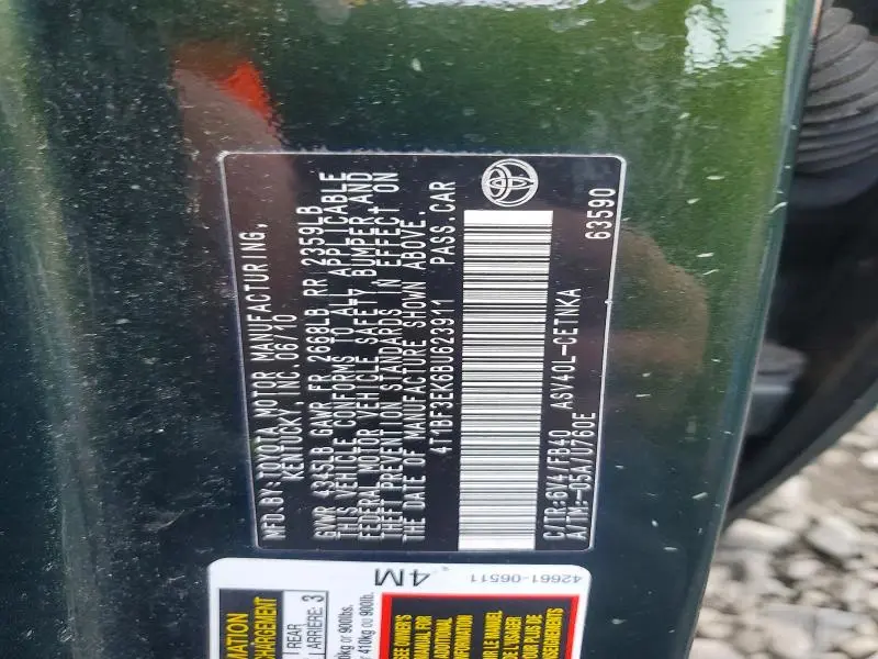 2011 TOYOTA CAMRY LE  