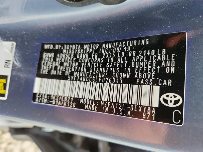 2020 TOYOTA COROLLA XSE  
