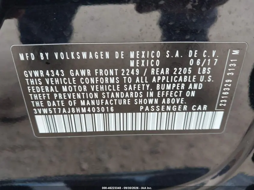2017 VOLKSWAGEN JETTA GLI