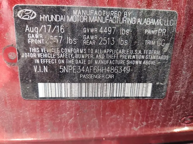 2017 HYUNDAI SONATA SPORT  