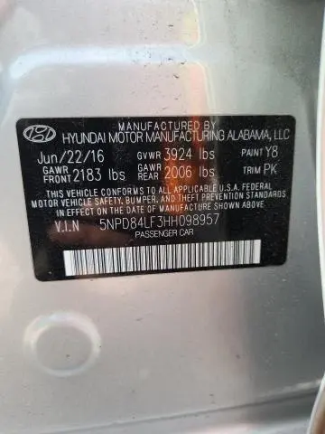 2017 HYUNDAI ELANTRA SE  