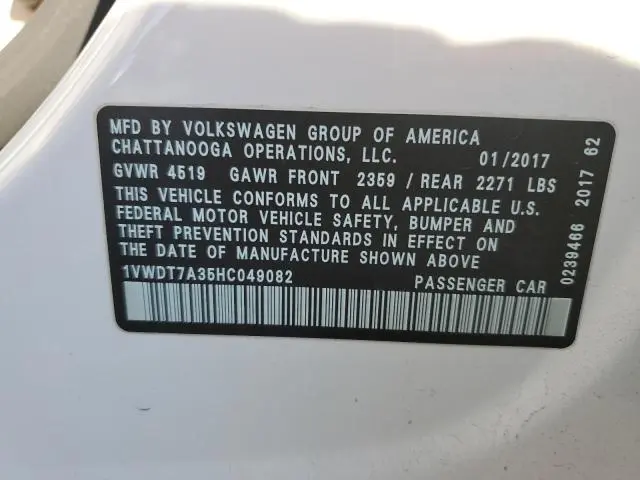 2017 VOLKSWAGEN PASSAT R-LINE  
