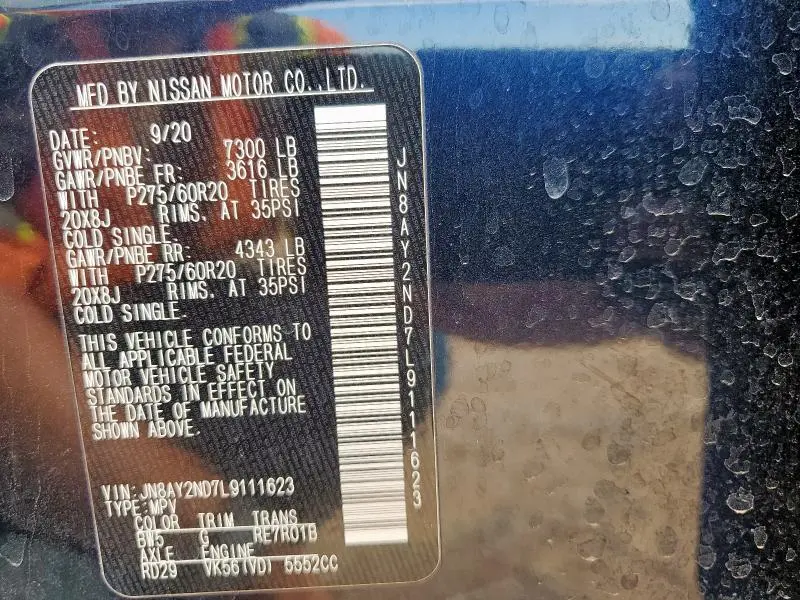 2020 NISSAN ARMADA SV  