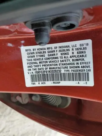 2019 HONDA CIVIC LX
