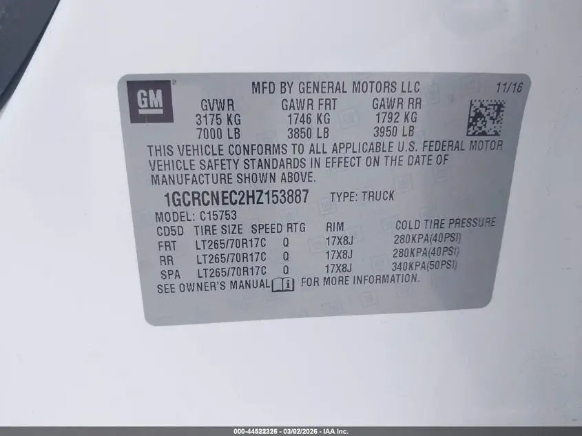 2017 CHEVROLET SILVERADO 1500 WT