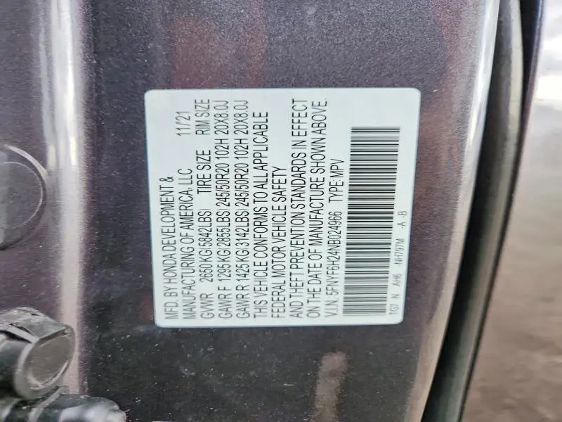 2022 HONDA PILOT SE  