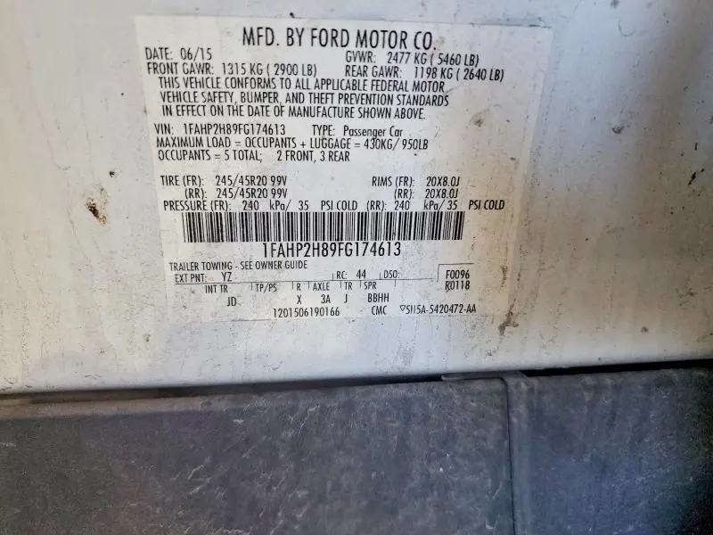 2015 FORD TAURUS SEL  