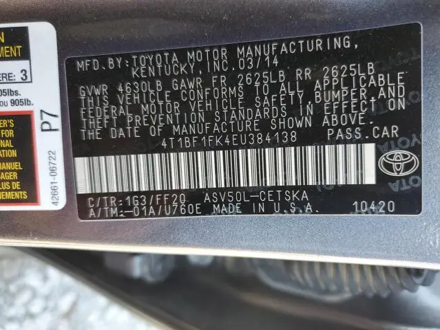 2014 TOYOTA CAMRY L  