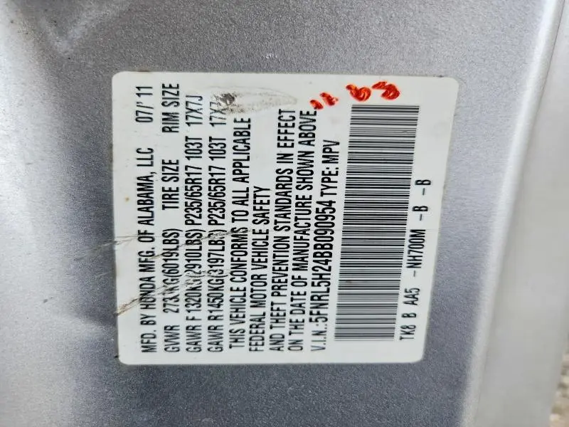 2011 HONDA ODYSSEY LX  
