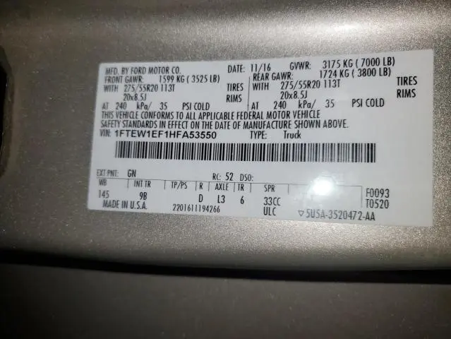 2017 FORD F150 SUPERCREW  