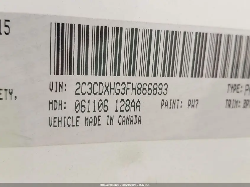 2015 DODGE CHARGER SXT