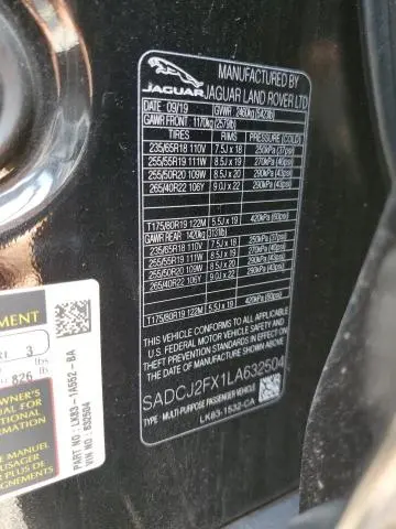 2020 JAGUAR F-PACE PREMIUM  