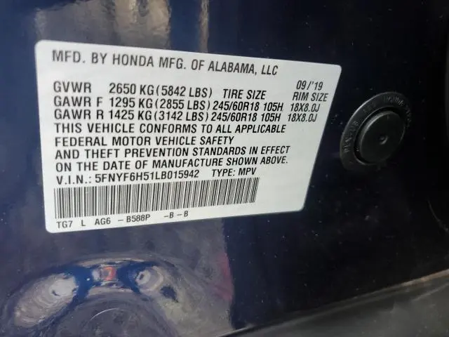 2020 HONDA PILOT EXL  