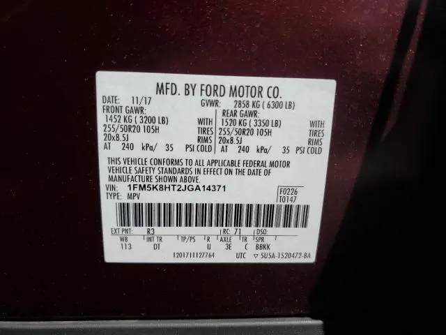 2018 FORD EXPLORER PLATINUM  