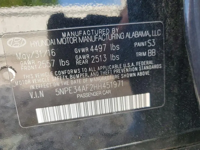 2017 HYUNDAI SONATA LIMITED  