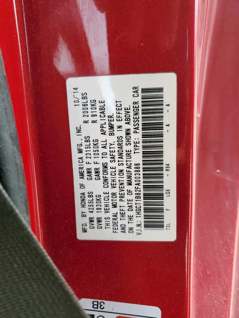 2015 HONDA ACCORD EXL  