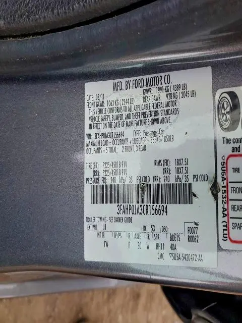 2012 FORD FUSION SEL  