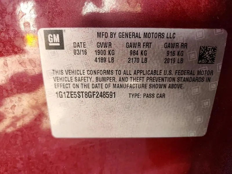 2016 CHEVROLET MALIBU LT  